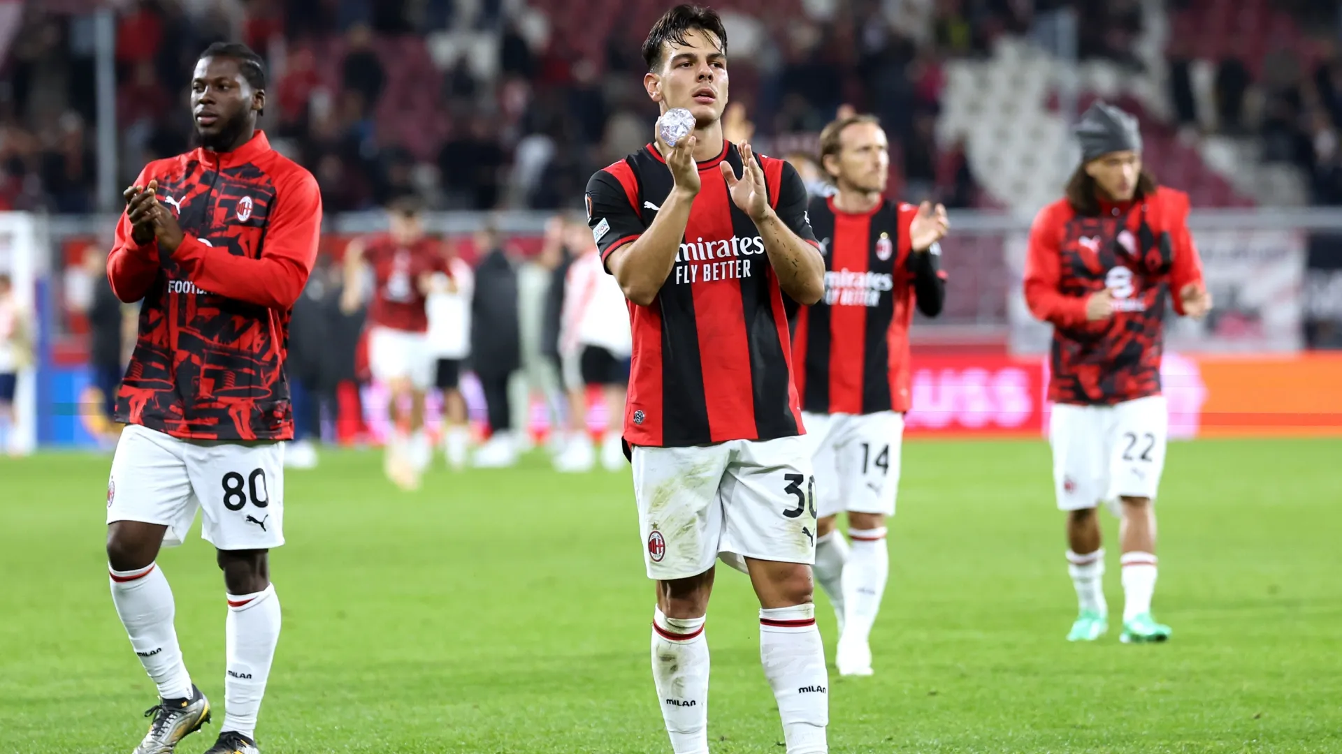 Ardon Jashari of AC Milan during the UEFA Europa League 2026/27 League Phase MD2 match (Source: Jasmin Walter/Getty Images)