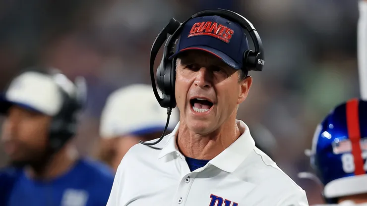 Head coach John Harbaugh of the New York Giants