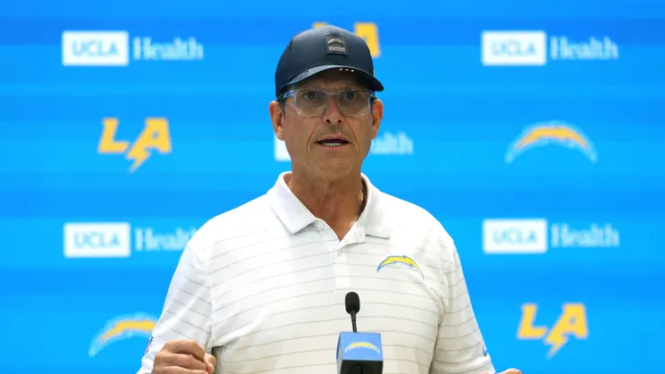 Head coach Jim Harbaugh of the Los Angeles Chargers