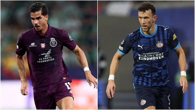 Andre Silva of FC Porto and Ivan Perisic of PSV Eindhoven