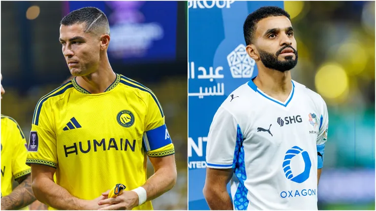 Cristiano Ronaldo of team Al Nassr and Mohammed Al-Burayk of team NEOM SC