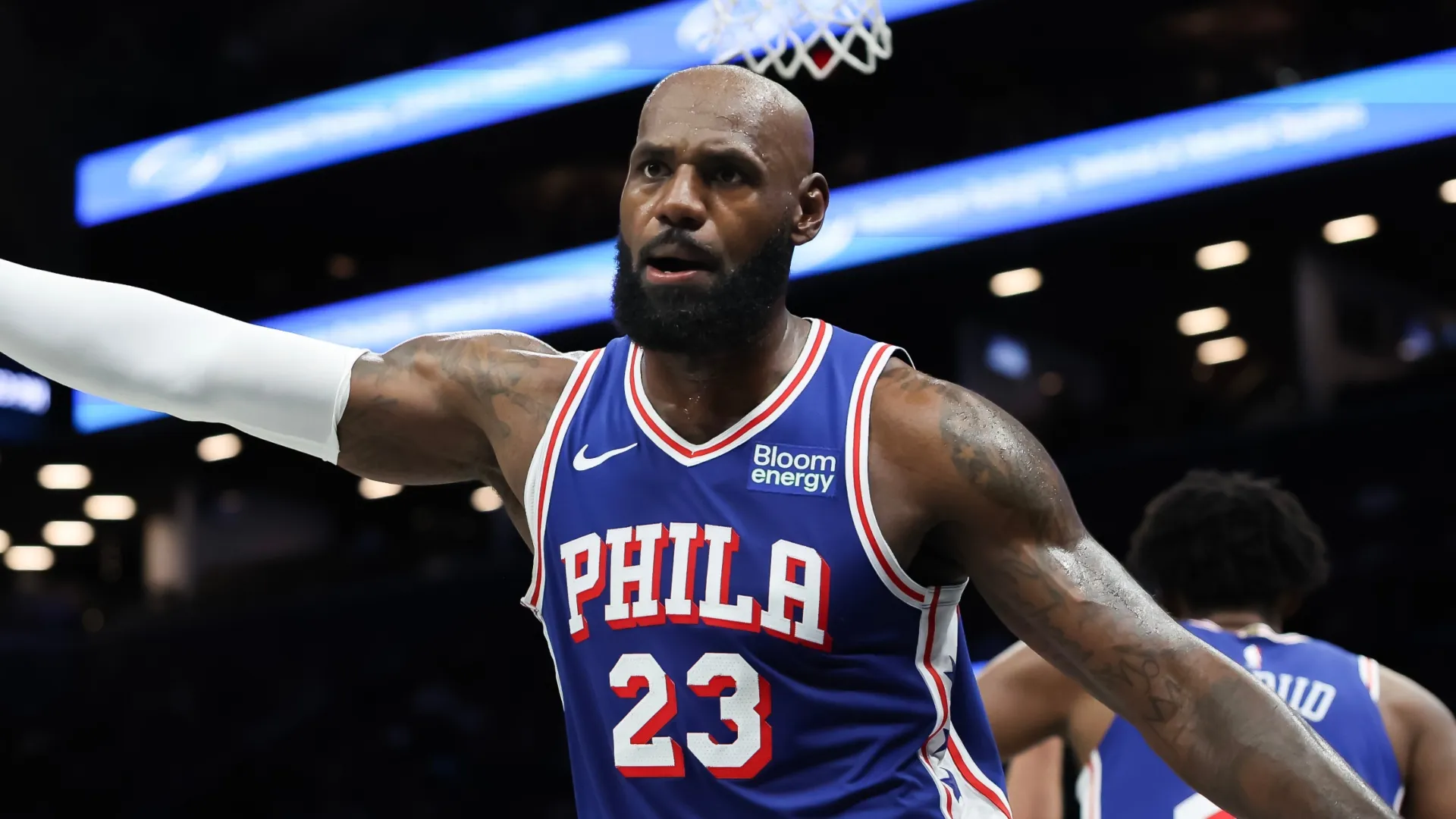 LeBron James of the Philadelphia 76ers during a game.