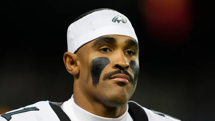 Jalen Hurts #1 of the Philadelphia Eagles at Soldier Field.