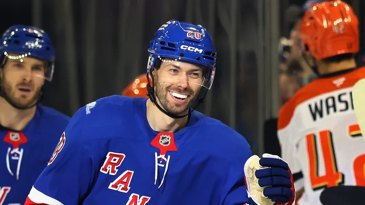 Oliver Bjorkstrand #28 of the New York Rangers at Madison Square Garden.