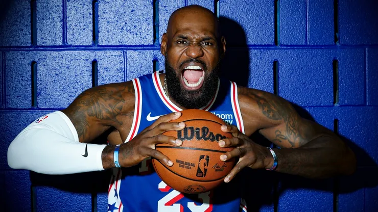 LeBron James #23 of the Philadelphia 76ers poses for a portrait.