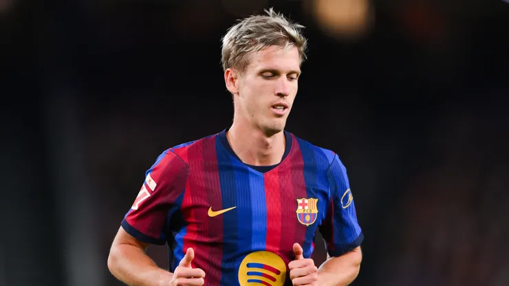 Dani Olmo of FC Barcelona looks on.