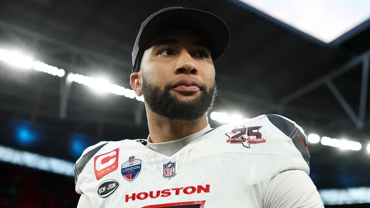 C.J. Stroud of the Houston Texans looks on after the team's victory.