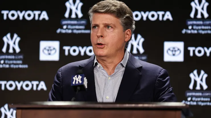 New York Yankees principal owner Hal Steinbrenner speaks.