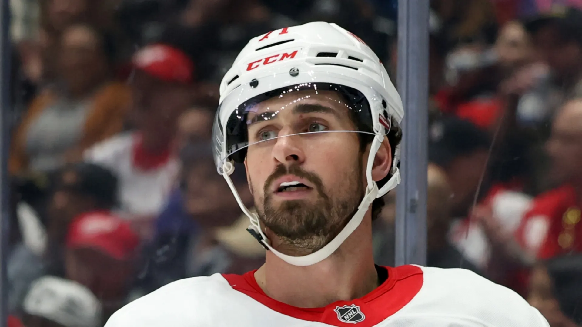 Dylan Larkin #71 of the Detroit Red Wings during a 4-1 loss to the Los Angeles Kings at Crypto.com Arena on November 16, 2024 in Los Angeles, California.