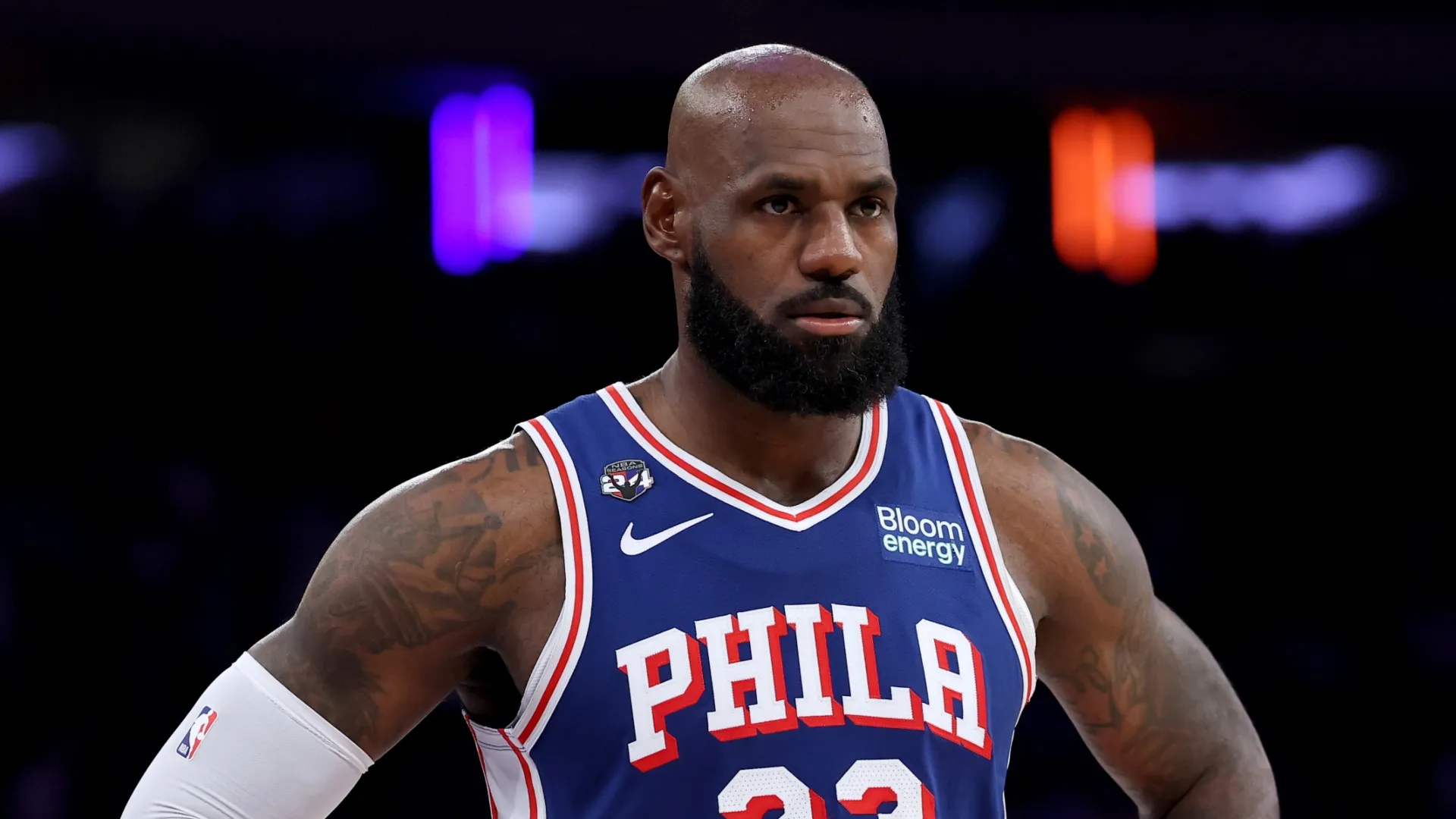 LeBron James #23 of the Philadelphia 76ers