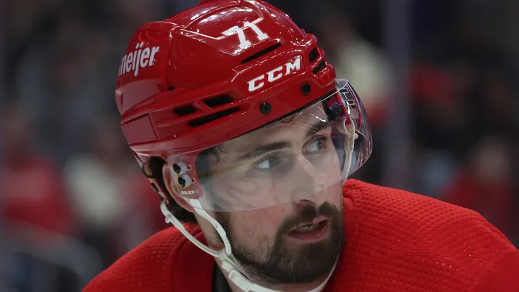 Dylan Larkin #71 of the Detroit Red Wings at Little Caesars Arena.