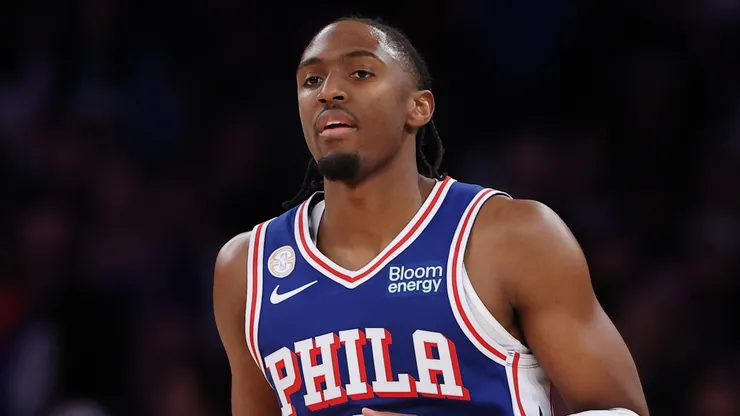 Tyrese Maxey #0 of the Philadelphia 76ers in action.
