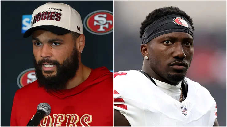 Mike Evans (left) and Deebo Samuel (right) of the San Francisco 49ers.