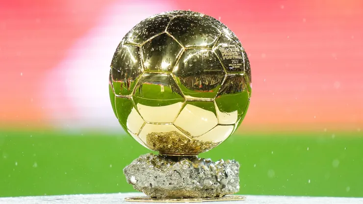 A view of the Ballon d'Or trophy.