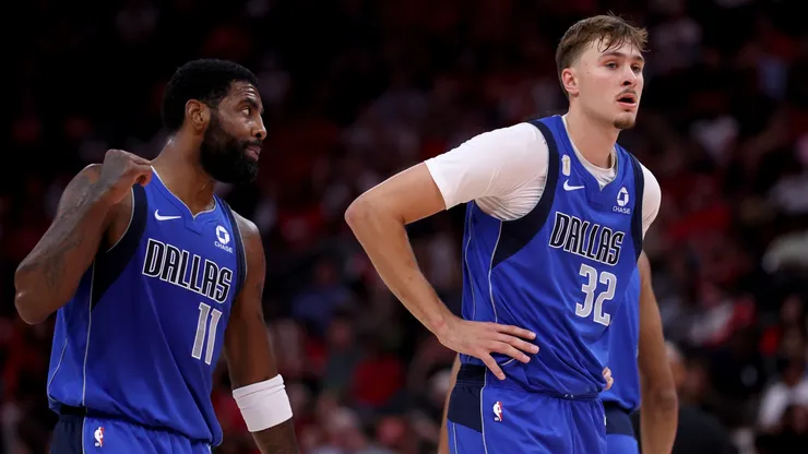 Kyrie Irving and Cooper Flagg of the Dallas Mavericks.