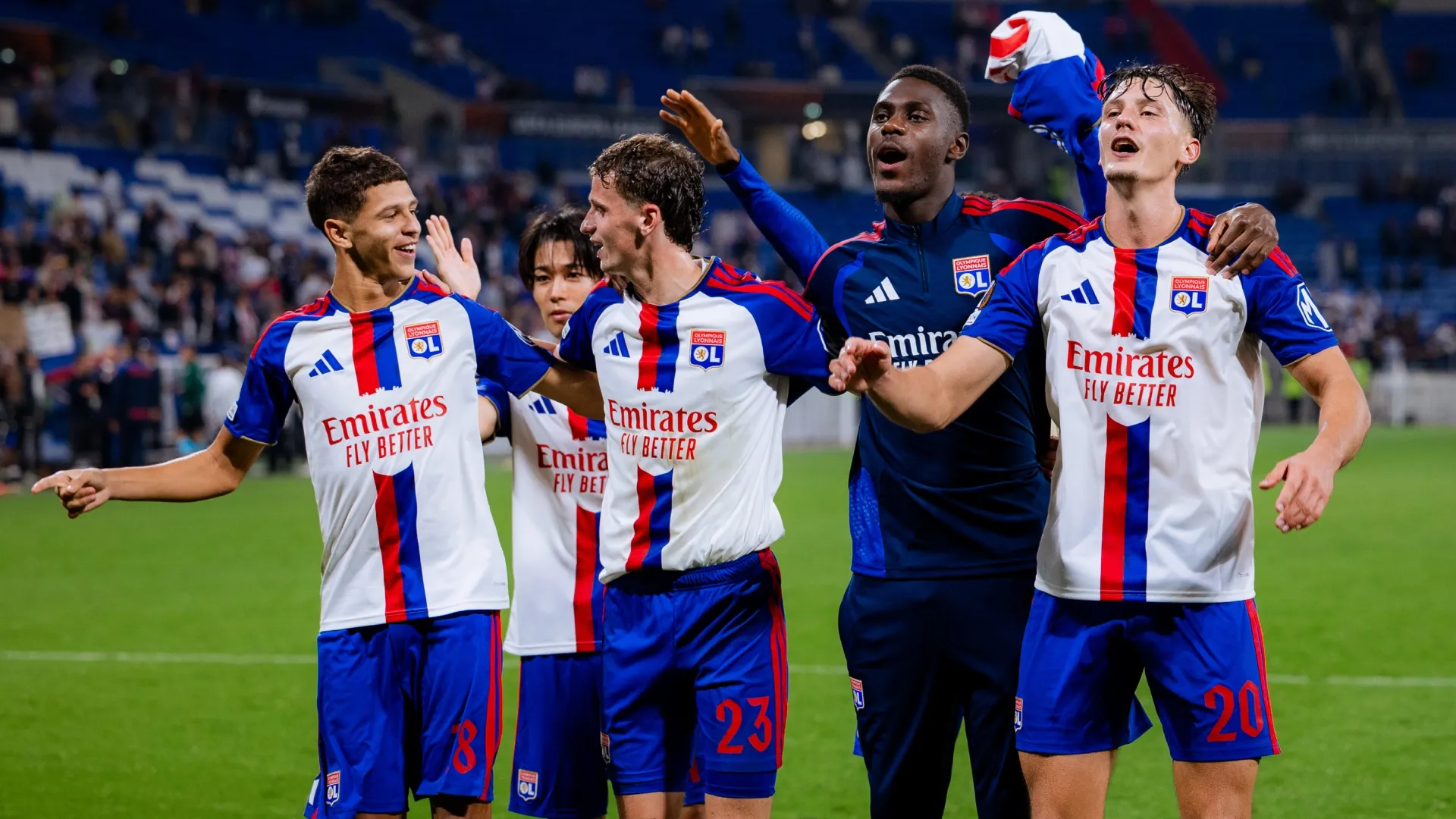 Moussa Niakhate, Khalis Merah, Tyler Morton and Felix Bacher of Olympique Lyon (Source: Pauline Figuet/Getty Images)