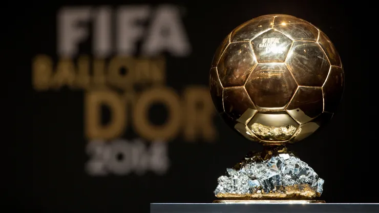 The FIFA Ballon d'Or trophy on display in 2015