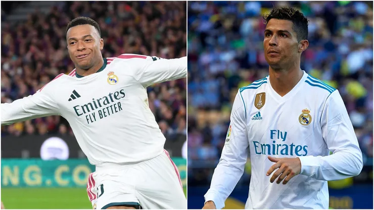 Kylian Mbappe of Real Madrid and Cristiano Ronaldo when playing for Los Merengues.