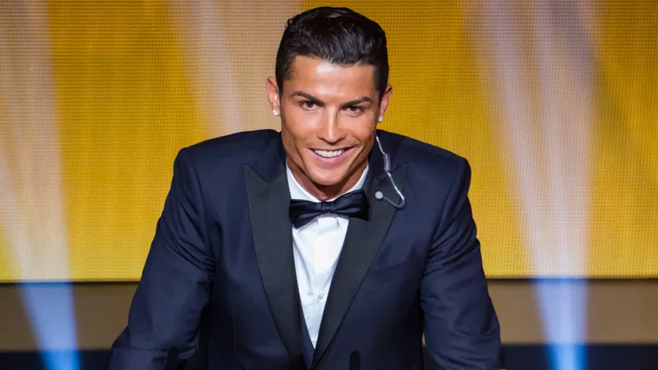 Cristiano Ronaldo of Portugal speaks during the FIFA Ballon d'Or Gala.