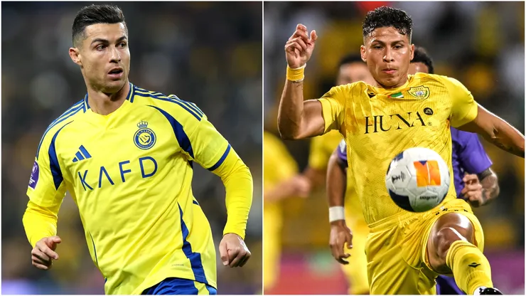 Cristiano Ronaldo of Al Nassr and Alexis Fontanilla of Al Wasl