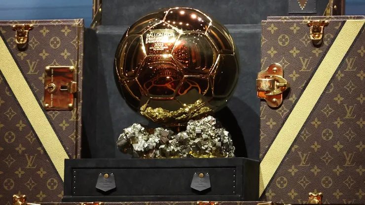 A general view of the Ballon D'Or trophy at the 67th Ballon D'Or Ceremony