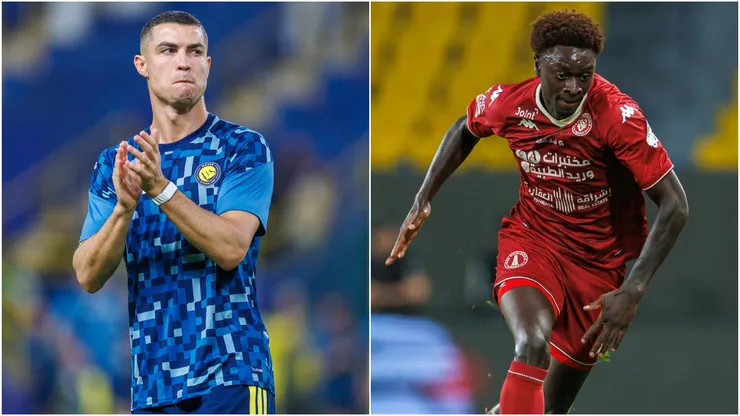 Cristiano Ronaldo of Al Nassr and Coba da Costa of Al Kholood FC