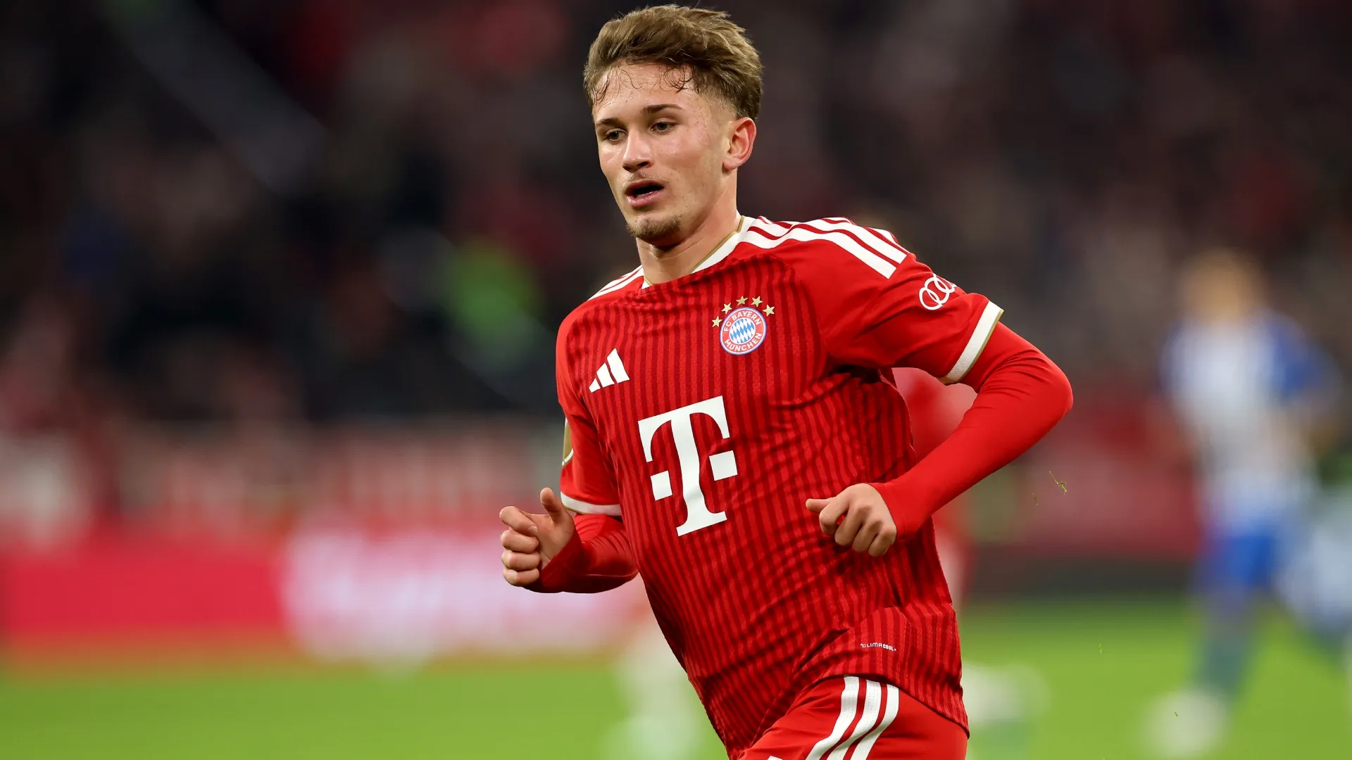 Tim Binder of Bayern Munich during the DFB Cup 2026/27 match (Source: Alexander Hassenstein/Getty Images)