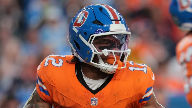 RJ Harvey #12 of the Denver Broncos