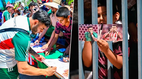 Alexis Vega repartió firmas a los asistentes al compartir en Las Vegas para disipar rumores de la gravedad de su lesión