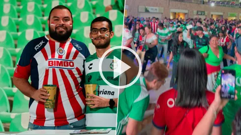 Los aficionados de Chivas y Santos Laguna se confundieron en un baile a las afueras del TSM Corona