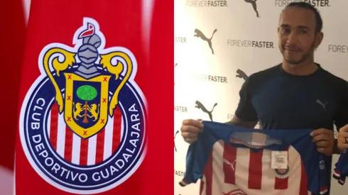 Lewis Hamilton posó con el jersey de Chivas en una de sus visitas a México.