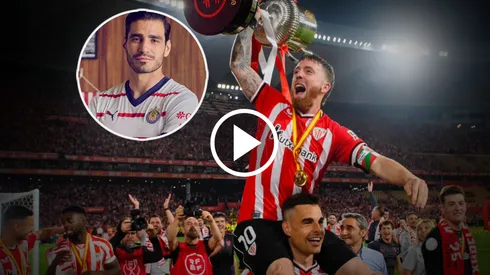 Iker Muniain y Óscar De Marcos, capitanes del Bilbao, celebraron al Pollo Briseño en plena Copa del Rey