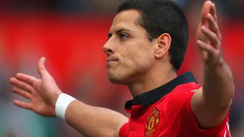 Chicharito durante su etapa en Manchester United.