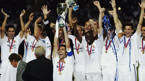 Fernando Hierro lifts the trophy