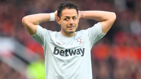 Javier Hernández en el partido frente al Manchester United.