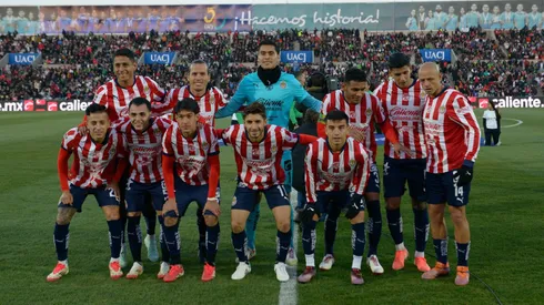 Ciudad Juárez, Chihuahua, 15 de marzo de 2025. Foto de equipo de Chivas, durante el partido correspondiente a la jornada 12 del torneo Clausura 2025 de la Liga BBVA MX, entre los Bravos de FC Juárez y las Chivas Rayadas del Guadalajara, realizado en el estadio Olímpico Benito Juárez. Foto: Imago7/ José Zamora