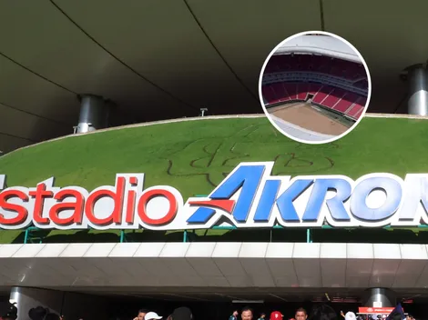 El estado actual del campo de juego del Estadio Akron