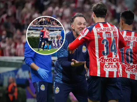 Así festejó Armando González con Gabriel Milito su hat-trick ante Atlas