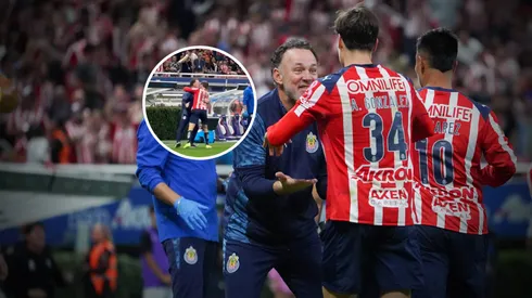 Así fue el festejo personal entre Armando González y Gabriel Milito.