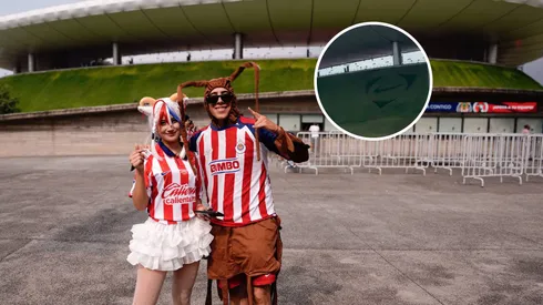 Nike y Chivas realizan épico cambio en la fachada del Estadio Akron.