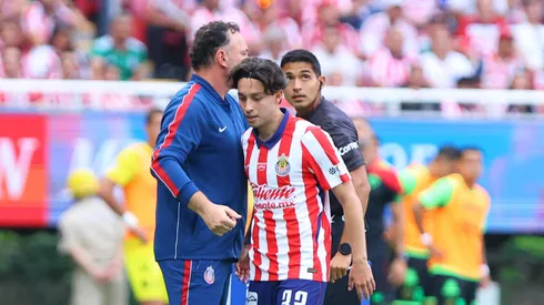Zapopan, Jalisco, 25 de julio de 2026. Jordan Carrillo, durante el partido correspondiente a la jornada 2 del torneo Apertura 2026 de la Liga BBVA MX, entre las Chivas Rayadas del Guadalajara y los Bravos de FC Juárez, realizado en el estadio Akron. Foto: Imago7/ Juan Carlos Cubeyro