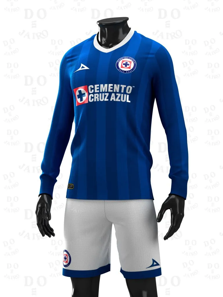 Uno de los fantasy del uniforme de Cruz Azul con Pirma. (Foto: @J4IRODOM)