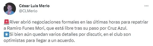 Información de César Merlo (Twitter)