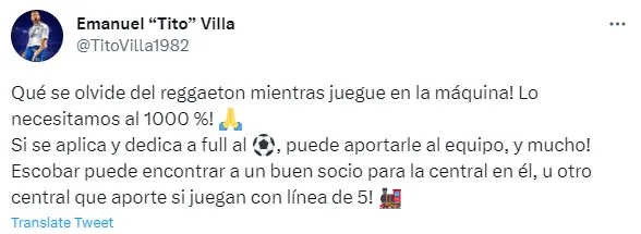 Tuit de Emanuel Villa