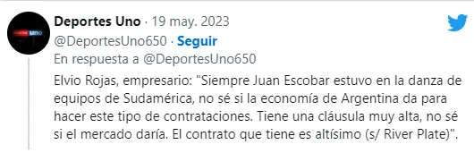 Palabras del agente de Escobar