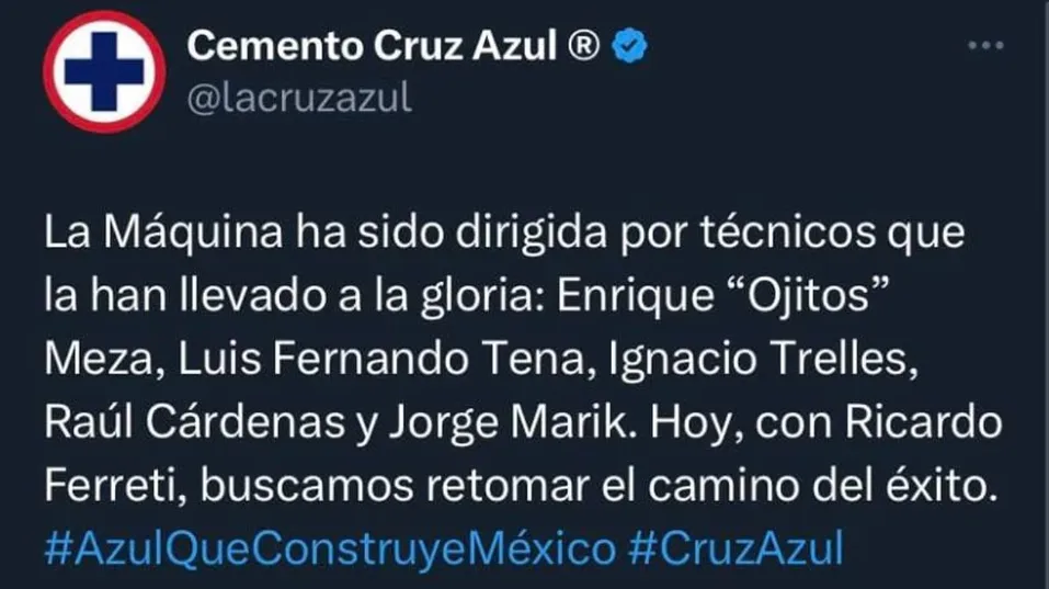 Publicación que fue borrada minutos después