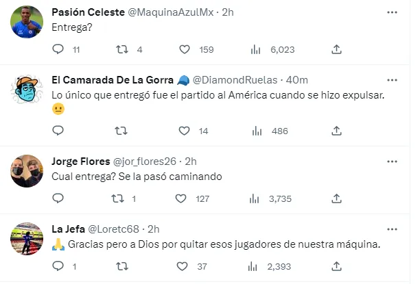 Comentarios de la afición en Twitter