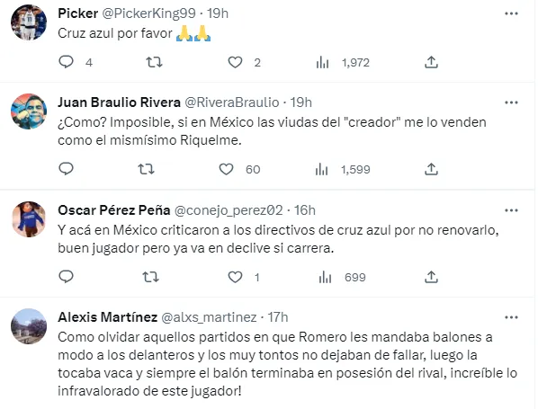 Voces de aficionados que piden el regreso de Romero (TW)