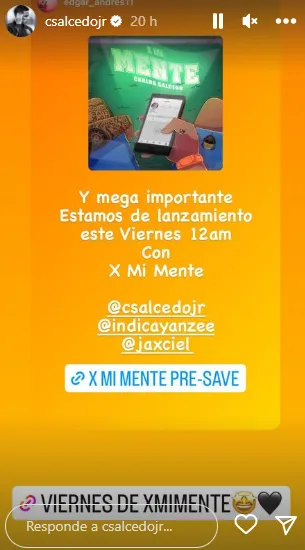 Publicación de Carlos Salcedo en Instagram