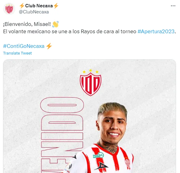 Publicación del Necaxa en Twitter